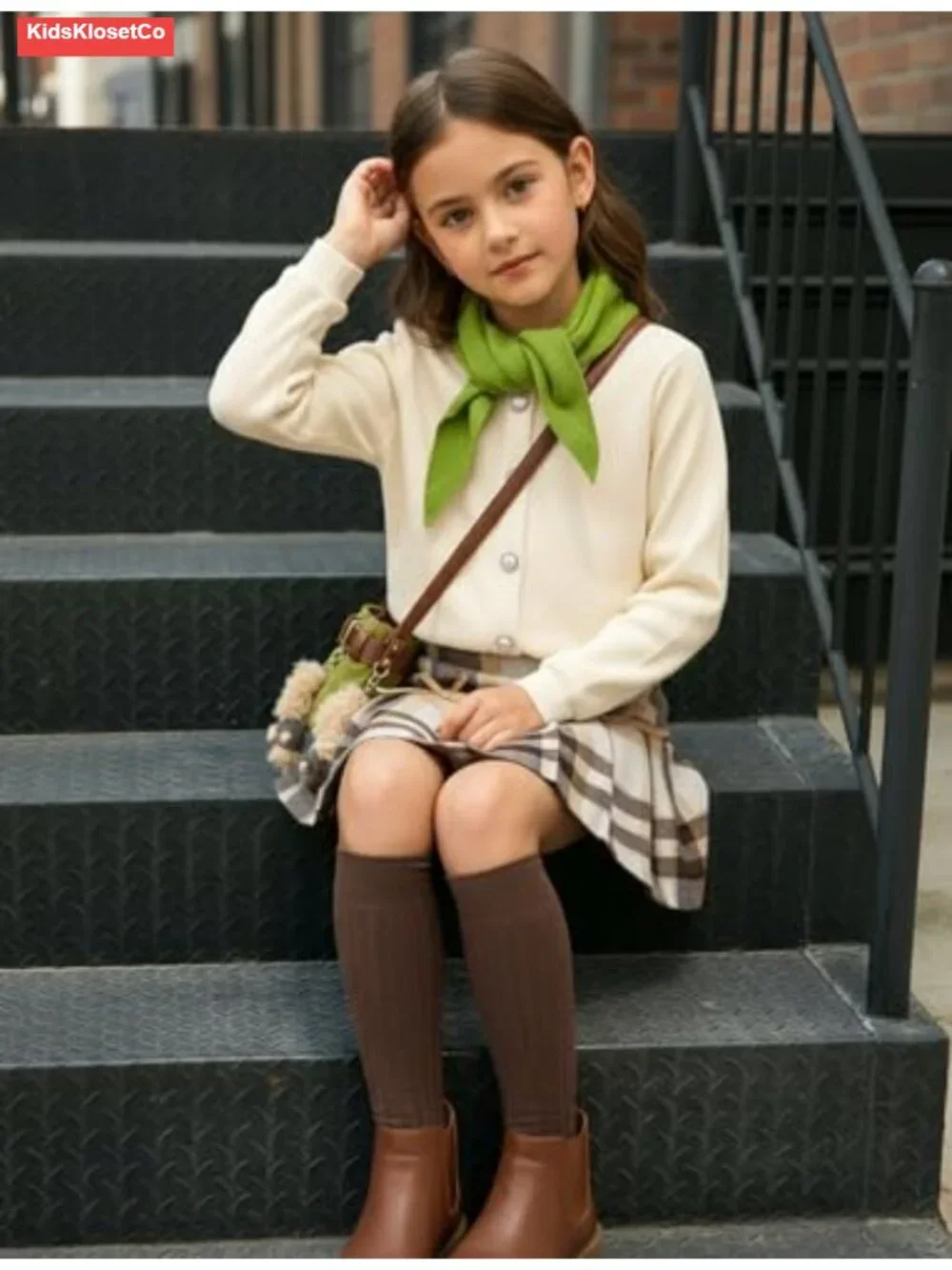 Girls 2-Piece Knit Sweater and Pleated Skirt Set Fall Winter Outfit